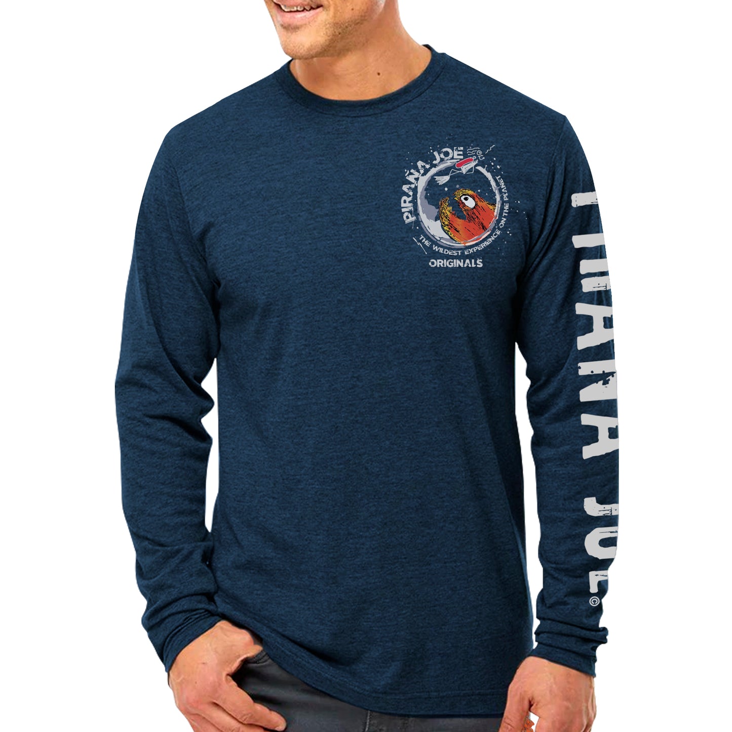 Classic Tee Blue Heather Long Sleeve Deep Water Joe